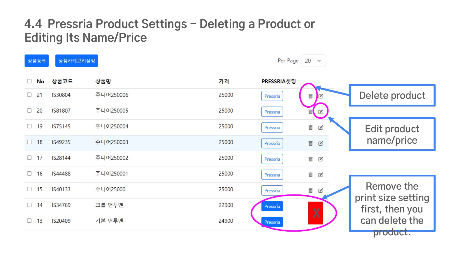 Edit or delete a product