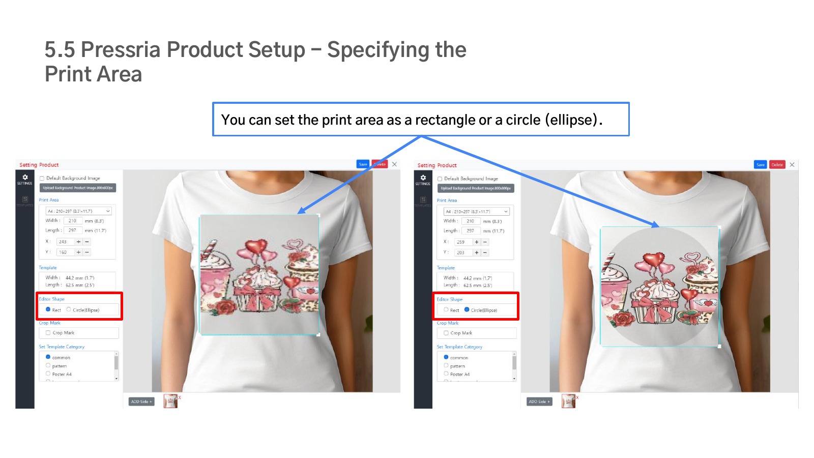 Choose the print-area shape