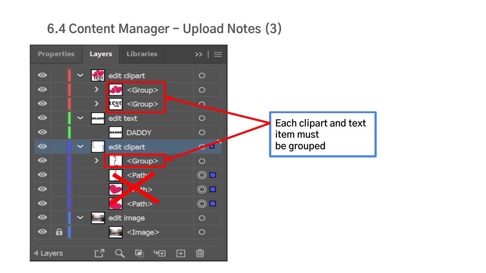 Upload rules — group the content