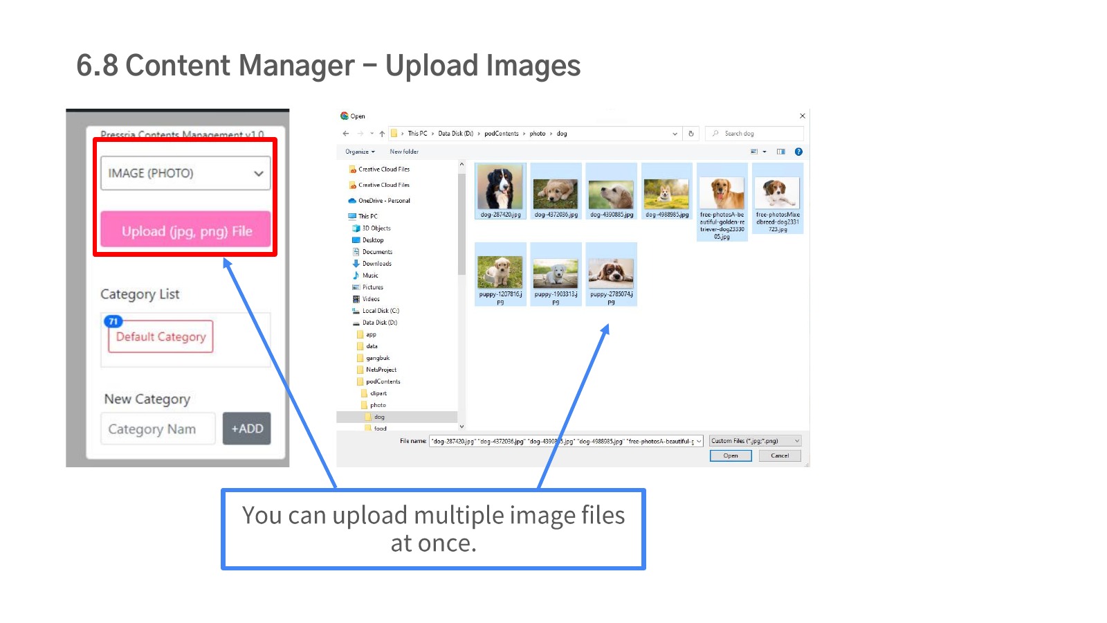 Upload images