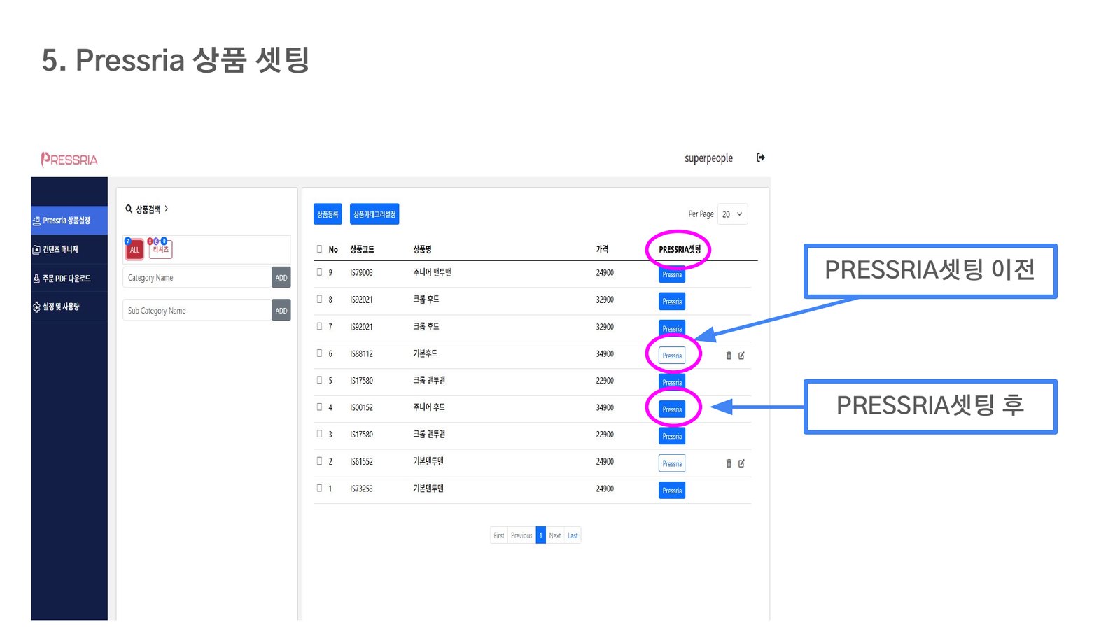 Pressria 셋팅이란